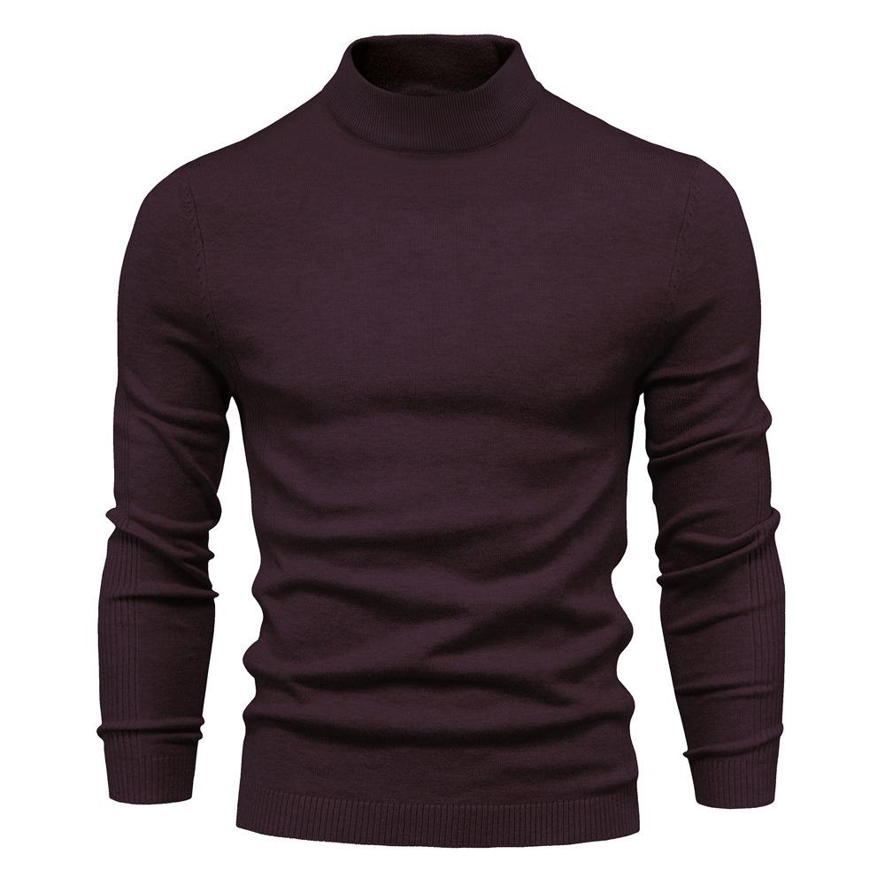 Erkek Slim Fit Balıkçı Yaka Kazak Günlük Kablo Örgülü Kazak Düz Renk Yarım Balıkçı Yaka Uzun Kollu Şık İş Temel Kazak Erkek için