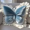 Butterfly Throw Pillow Plush Butterfly Shaped Pillow with Lace Edge Decorative Cute Stuffed Hugging
