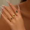 3Pcs/Set Tiger Eye Stone Ring Set Gold Color Sun Wave Open Adjustable Stackable Rings For Women Party Daily Wear