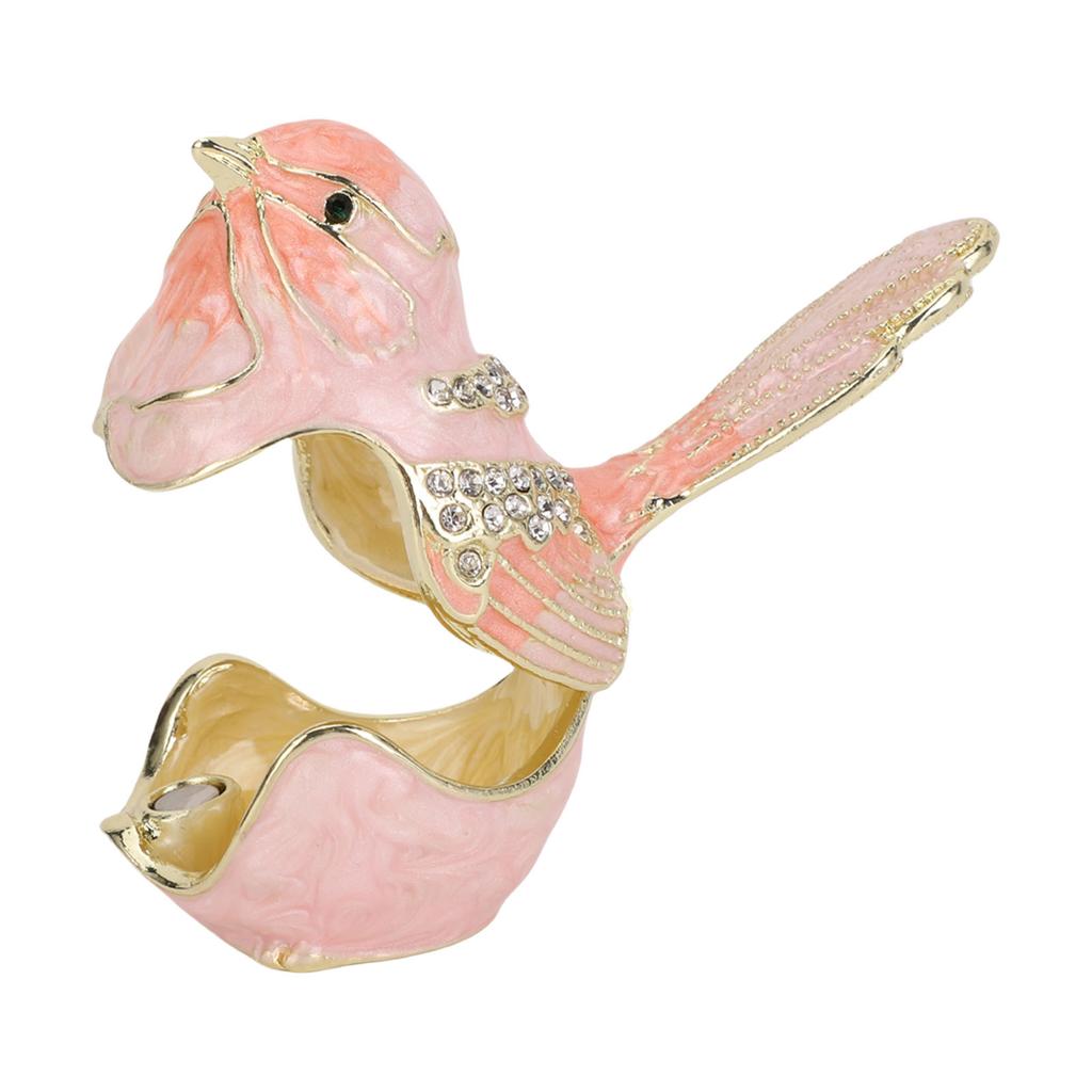 Bird Trinket Box Hinged with S Metal Enamel Jewelry Box Necklace Ear S Storage Birds Figurines Home Decor