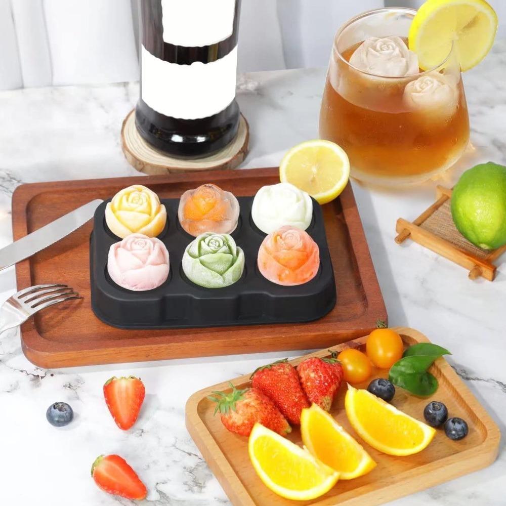 Easy Release Silicone Ice Cube Mold With Lid Ice Making Accessory Rose Ice Cube Tray  Home