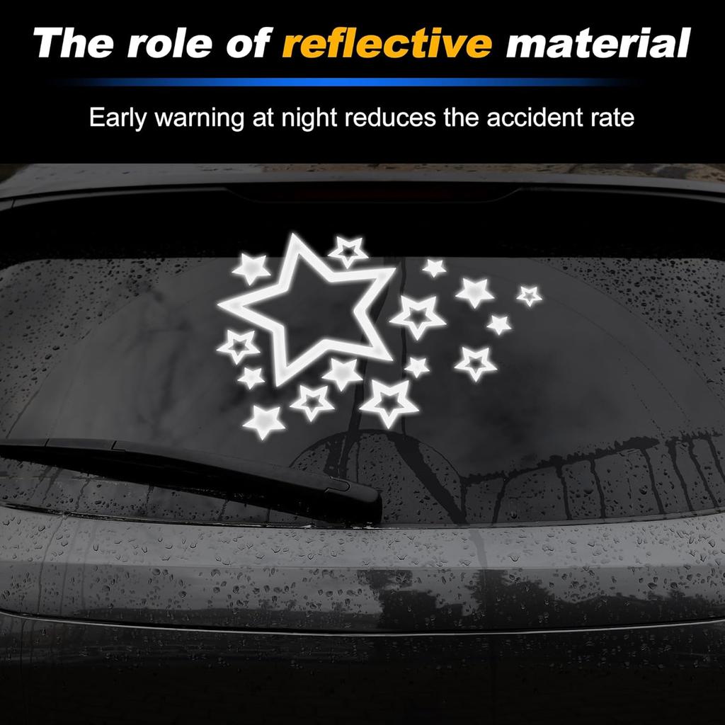 Reflective Bumper Decal Reflective Silver Tone Square A Version of the Stars Reflective Car Sticker Personalized Decoration Vehicle Body or Window