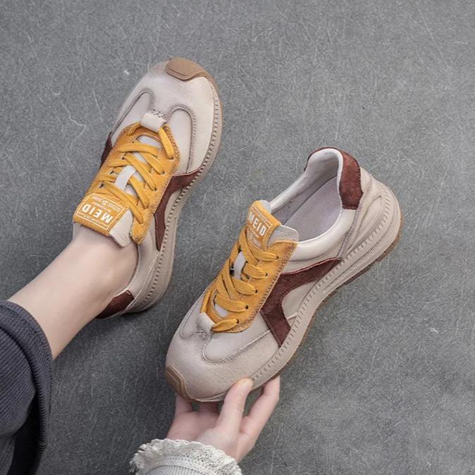 Johnature Sneakers Casual Mixed Colors Sports Shoes Genuine Leather Fashionable Comfortable Women's Shoes