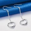 Luxurious 925 Sterling Silver Exquisite Heart Tassel Earrings for Women, Fashion Jewelry Gifts, Wedding Accessories