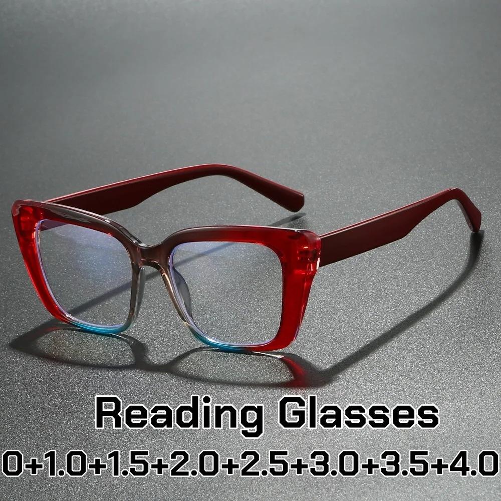 Oversize Frame HD Reading Glasses Men's and Women's Fashionable Large Square-frame Anti Blue Light Presbyopia Glasses Diopter