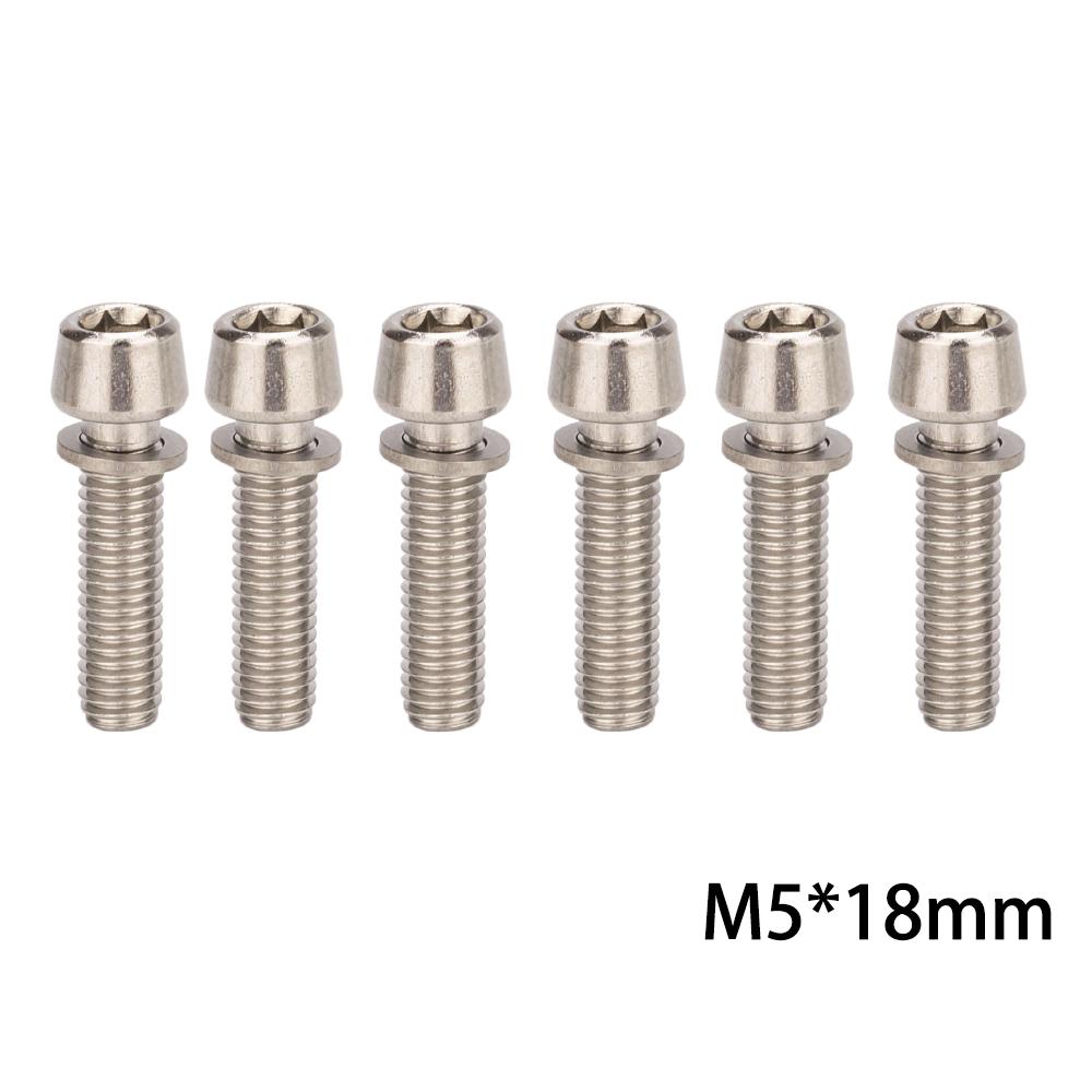 ZTTO 6 Stück MTB Rennrad Lenker Vorbau Erhöhungsschrauben Fahrrad Vorbau Bolzen Schrauben M5*18mm M6*18mm Bolzen Mit Unterlegscheiben