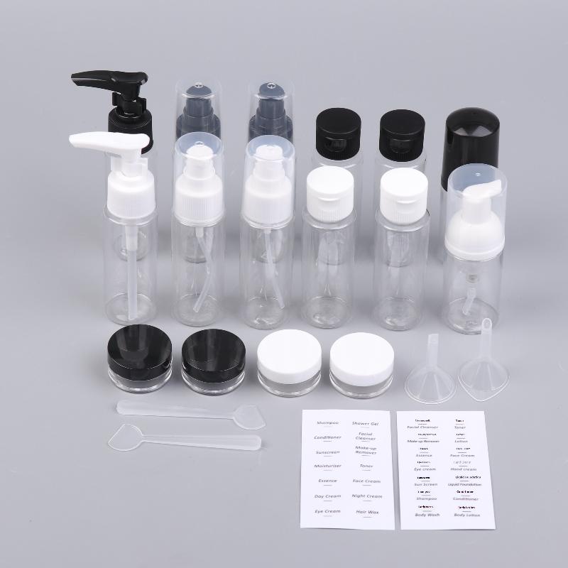 11 Stück/Set Reiseflaschen-Set Nachfüllbare Flasche Weiches Haustier-Lotion-Shampoo-Behälter Quetschflasche Leere Flasche