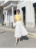 Spring 2025 Sweet Korean High Waist White Lace Midi A-line Skirt
