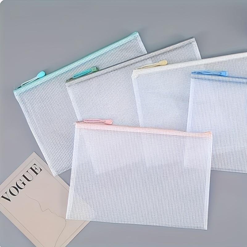 10pcs A4 Size Mesh Zipper Bags, Office Supplies, Paper Storage, Travel & Art Organizer, School and Office Folder