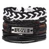 Retro Woven Cowhide Leather Men's Bracelet Set - European & American Handmade DIY Knot