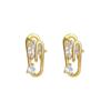 18K Gold Plated Geometric Heart Zircon Stud Earrings - Light Luxury Design