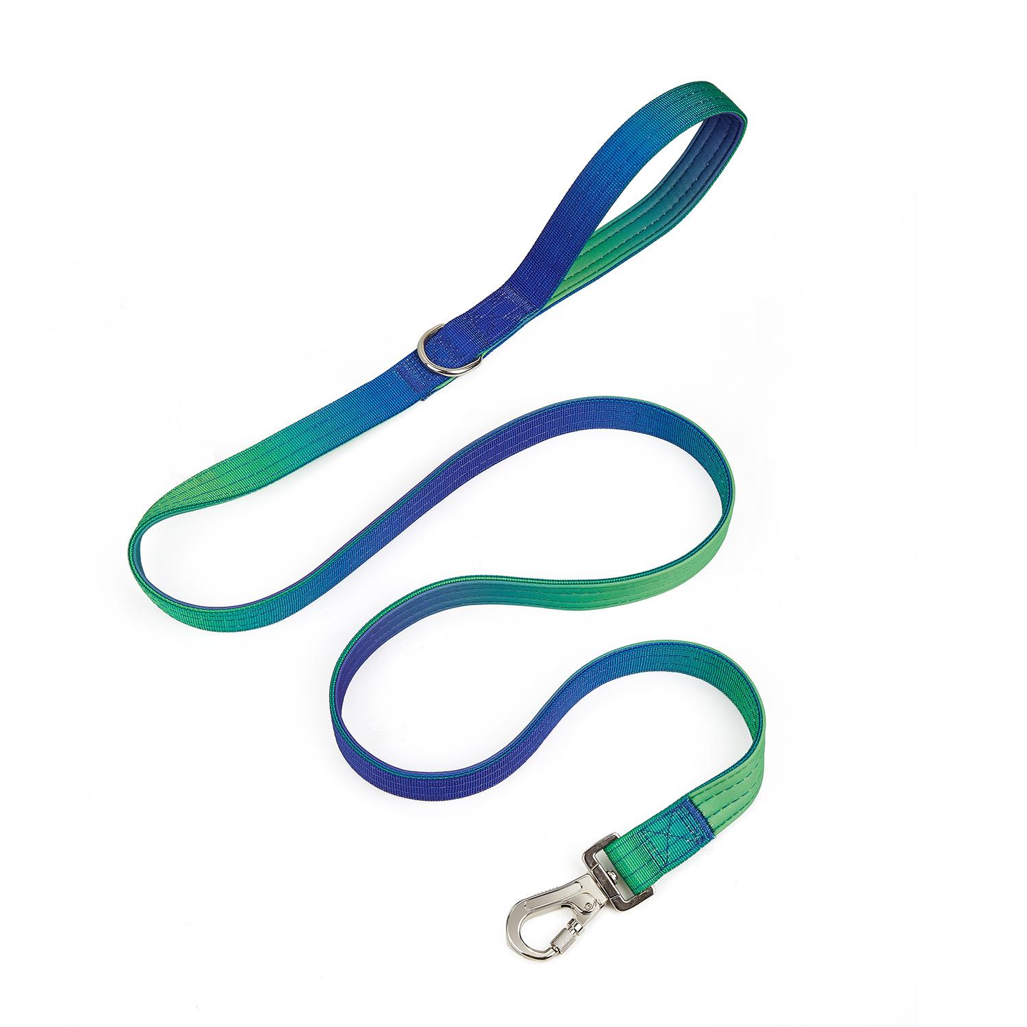 5MM Wide Gradient Dye Nylon Dog Collar Leash Kit Anti-Wear Comfort Padded Neck Collar 150cm Long Walking Rope for Medium Large Breed Dogs (as the picture,S-5cm 33-48cm)
