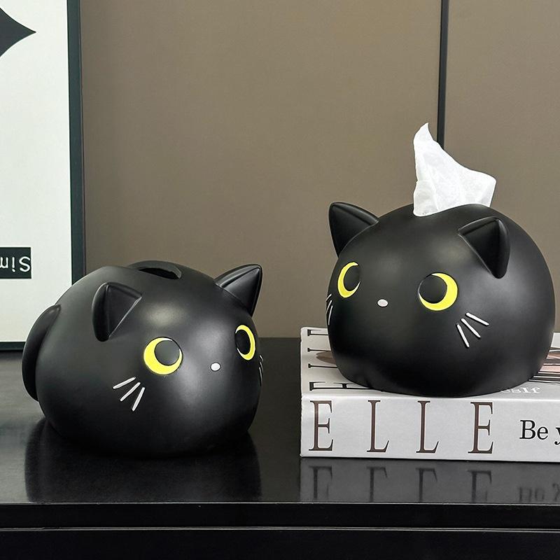 Cute Cat Tissue Box Luxury Paper Cover Kitten Car Living Tissue Paper Holder Desktop Home Kitchen Napkin Organizer Craft Ornamen