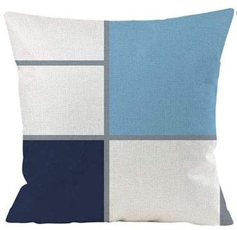 Modern Blue Geometric Linen Cushion Cover For Car Living Room Sofa Bedroom Home Decor, 40X40 45X45 50X50 60X60 Pillowcase