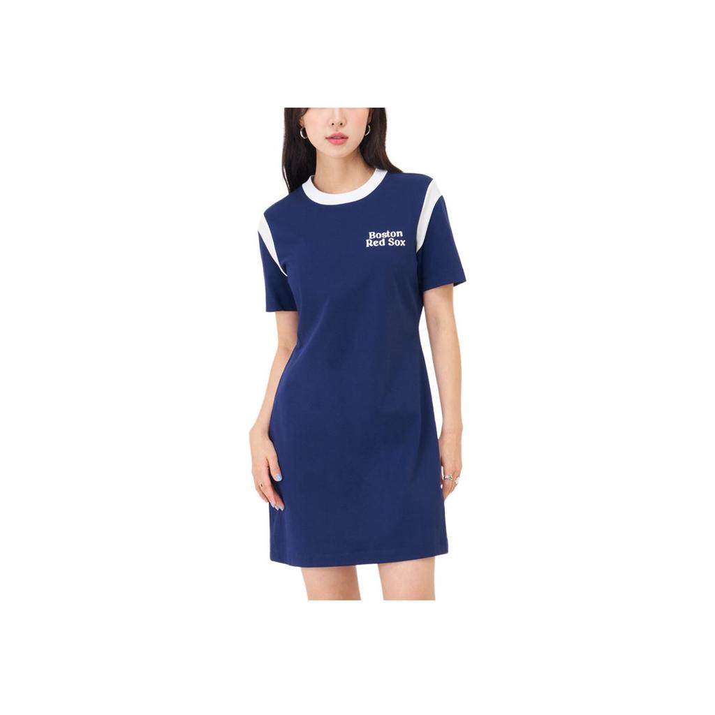 New MLB Short Sleeved Dress Women's Navy Blue 3FOPV0243-43NYS