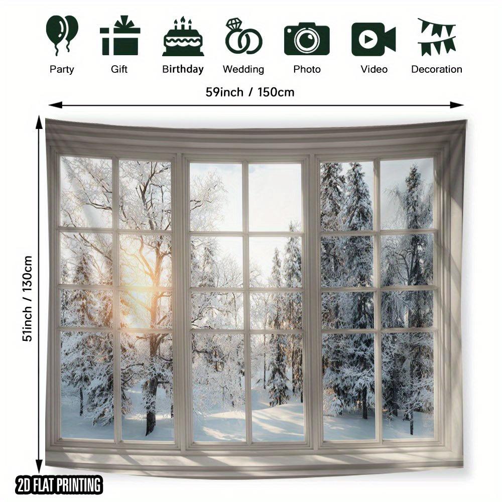 Winter Window View ChristmasTree Wall Hanging Tapestry Christmas Wall Hanging Tree Wall Hanging Gorgeous Christmas Tree Fireplace Gifts