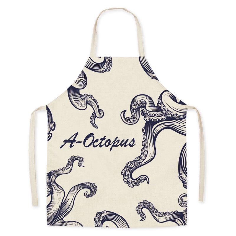Marine-Themed Stain-Resistant Parent-Child Sleeveless Apron
