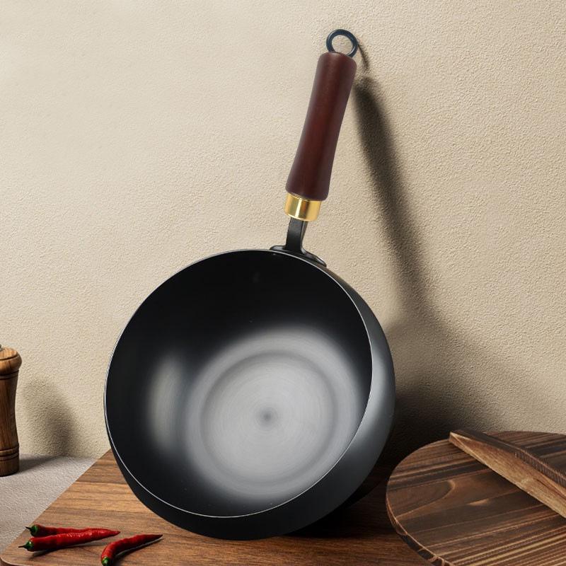 Best-Selling Mini Deepened Wok: Non-Stick, Flat-Bottom Iron Stir-Fry Pot with Classic Design