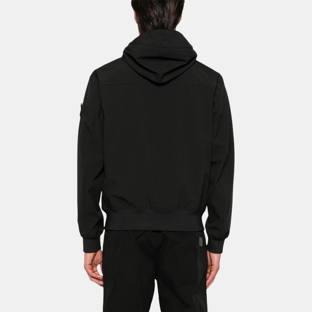 Stone Island SS25 Soft Shell Solid Color Casual Hooded Long Sleeve Windproof Waterproof Breathable Jacket Men jackets Black K1S1541000-90S0A22-V0029