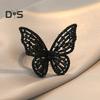 Pierścionek damski Hollow Out Butterfly Shape Rhinestone Alloy Regulowany pierścień otwierający Bankiet Party Wedding Jewelry
