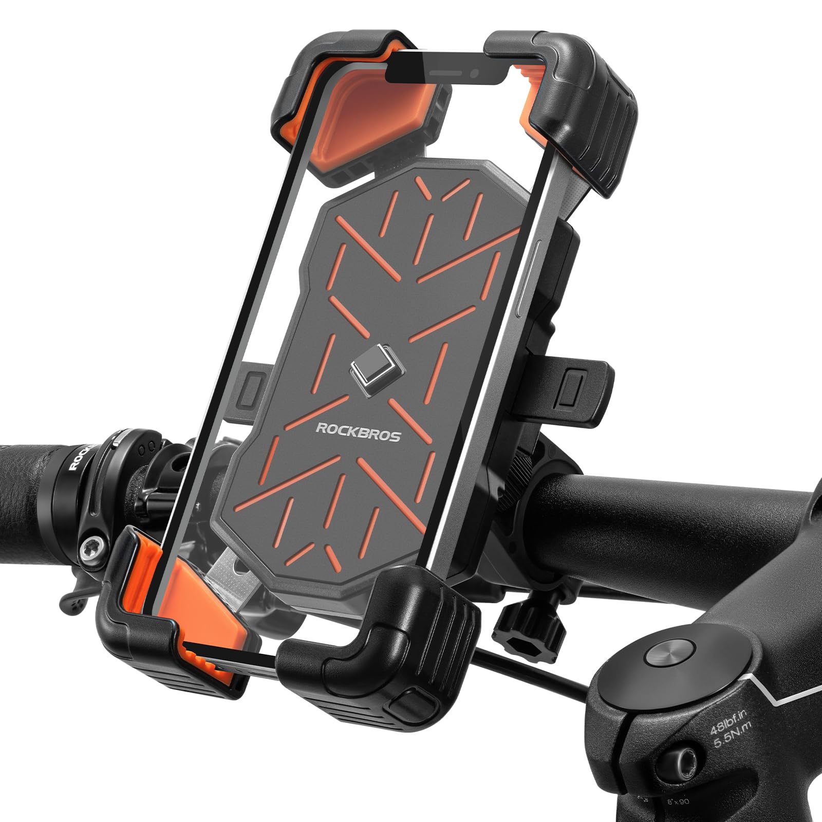 

ROCKBROS Велосипедный держатель для смартфона Подставка Держатель для мобильного телефона Управление Вращение на 360 градусов Вибропоглощение Прочный Легкая установка Шоссейный велосипед оранжевый
