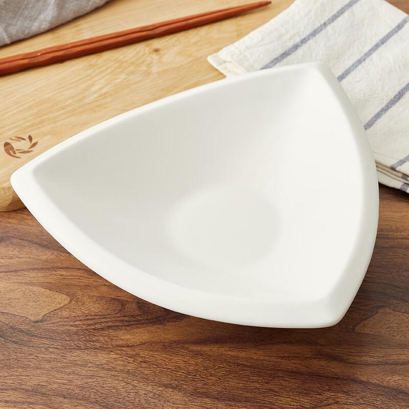 ZISIZ White Ceramic Triangular Dinner Bowl Set
