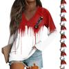 Women's Fashion Casual Long Sleeve Halloween Printed v-Neck Top