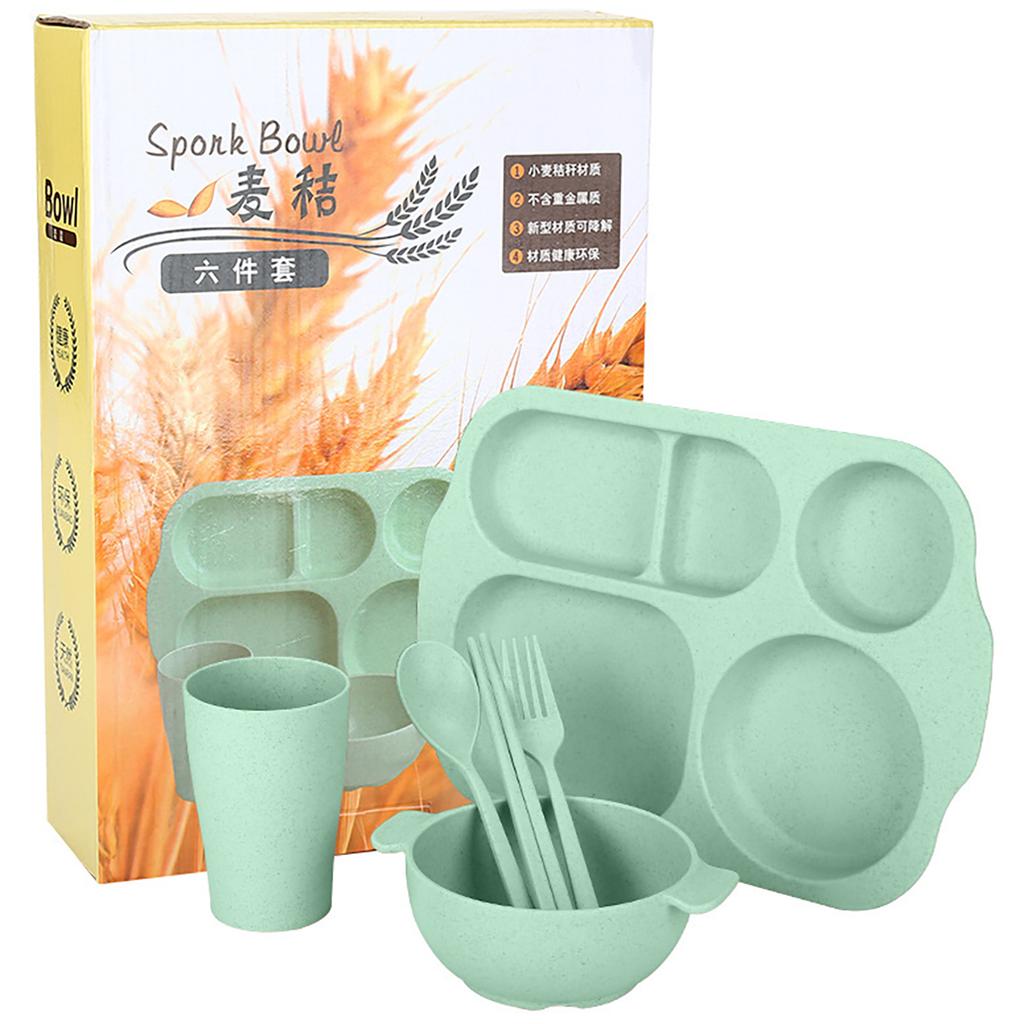High Grade Wheat Straw Dinnerware Set Children's Unbreakable Dishes Tableware Fork Spoon Chopsticks Bowls Cup Dish Camping Set