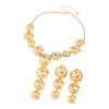 HX6F Comfortable Geometric Necklace and Earrings Set Featuring Round Design Metal Texture Suitable for Extended Comfort