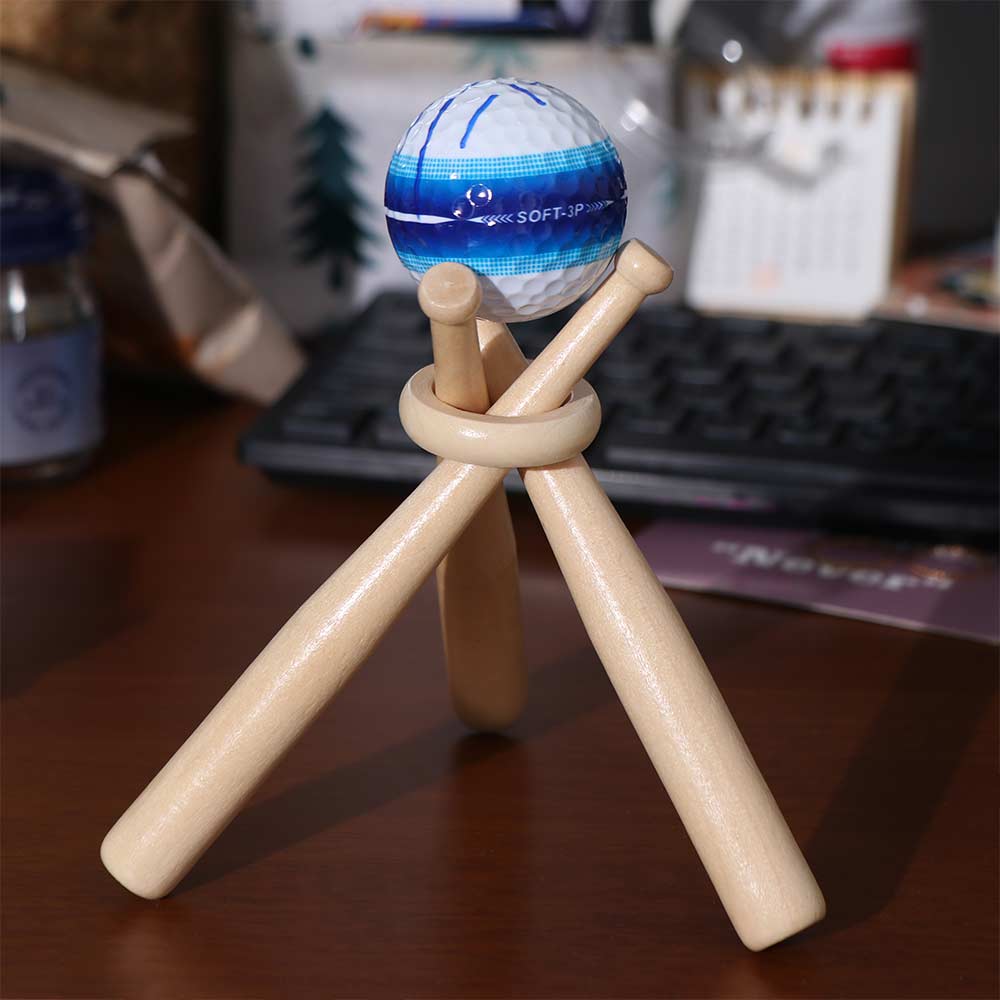 Wooden Baseball Display Stand Bats Shape Baseball Support Bracket Tabletop Decor