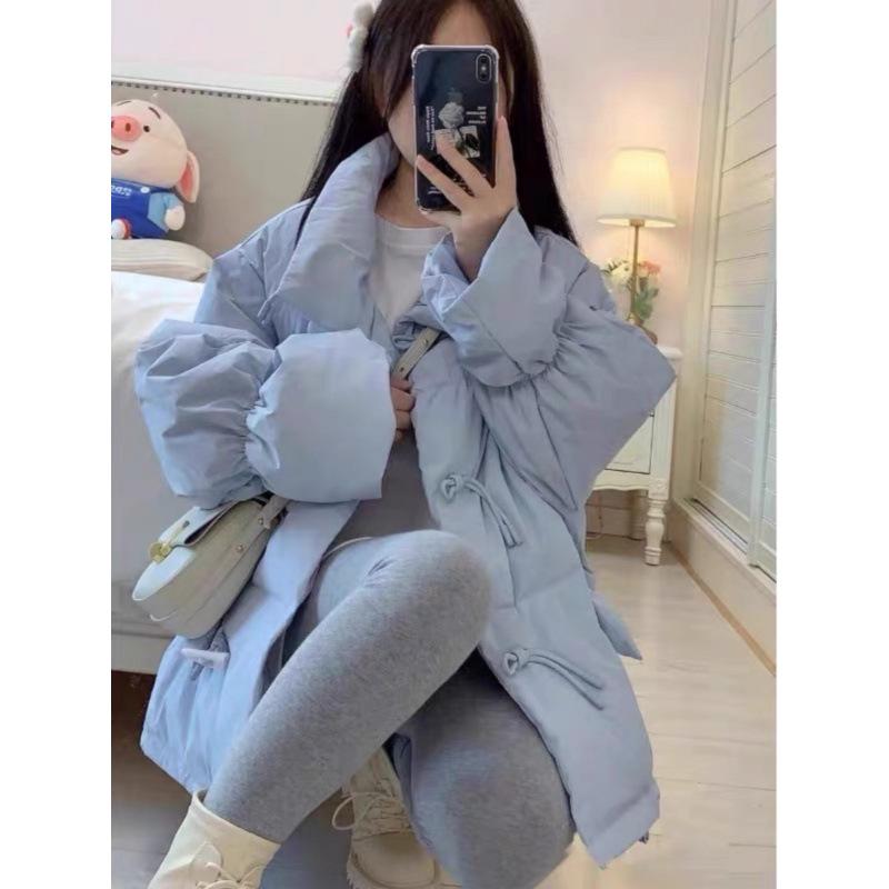 Women's 2024 Korean Style Loose Toggle Button Cotton-Padded Down Jacket for Autumn/Winter