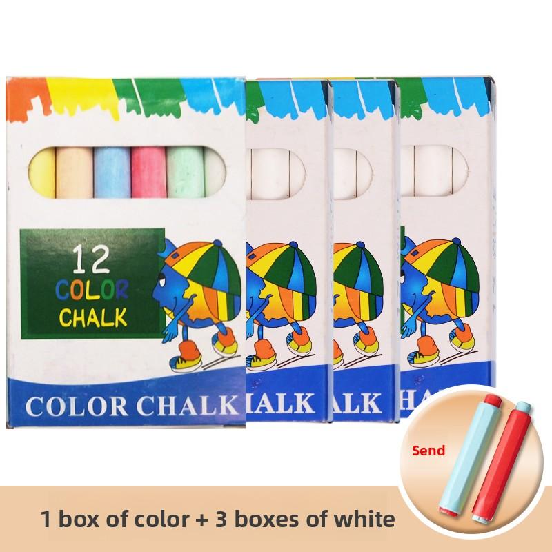 12 PCS Dustless Chalk Colored / White Non-Toxic Dust-Free Vibrant Blackboard Kids Teachers Stationery Office School Supplies