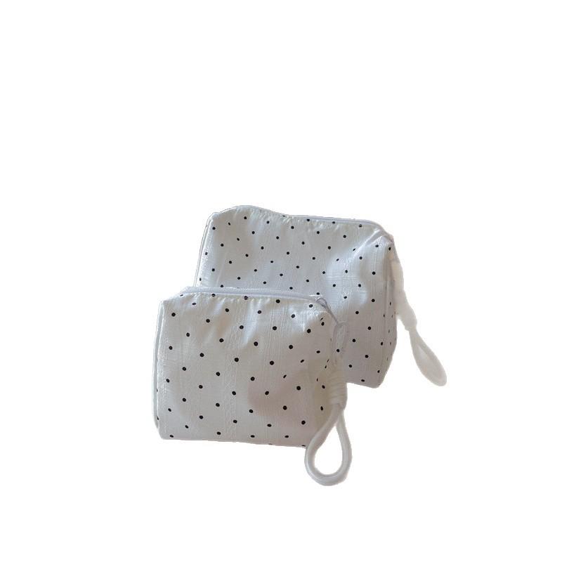 Lace Fabric Polka Dot Makeup Bag for Women Girl Female's Cosmetic Pouch for Fresh & Sweet Style Brush Toiletry Bag Case