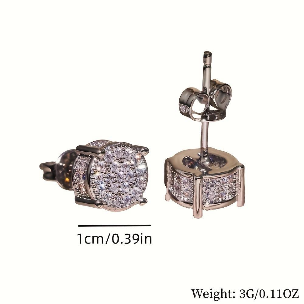 Men Women Round Stud Earrings With Crystal Rhinestone Around