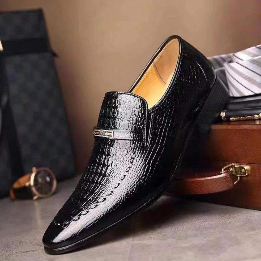 Mens Crocodile Pattern Leather Shoes Big Size Embossed Dress Shoes