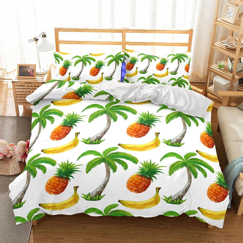 Dropship Duvet Cover Sets 3d Printed Fruit Pineapple Bedroom Set Queen Bedding Set Ainforests Bed Linens King Size High Quality