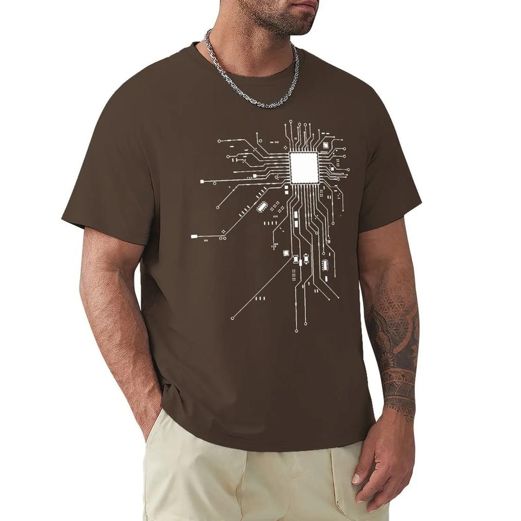 CPU Processor Circuit Diagram T Shirt Men Summer Cotton T-shirt Men's Funny Tops Fashion Tees Homme Brand Unisex Clothes C99
