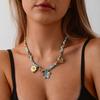 Bohemian Stainless Steel Flower Pendant Silk Scarf Cloth Strip Necklace Light Luxury Premium Necklace