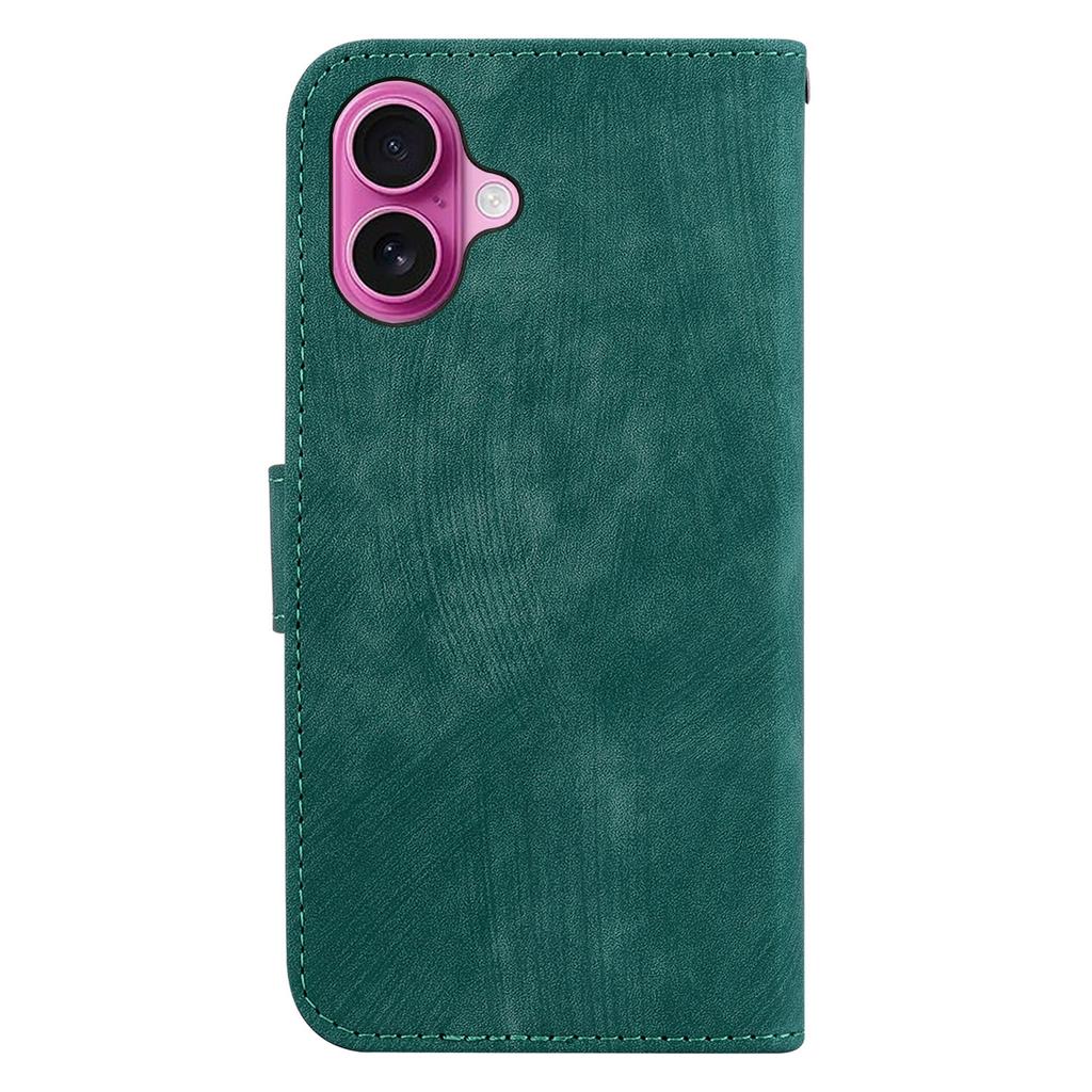 For iPhone 16 Plus Stand Case Cute Tiger Imprint Leather Wallet Phone Cover