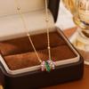 European Vintage Minimalist Collarbone Chain Necklace Trendy Women's Stainless Steel Fashion Jewelry with Colorful Zircon