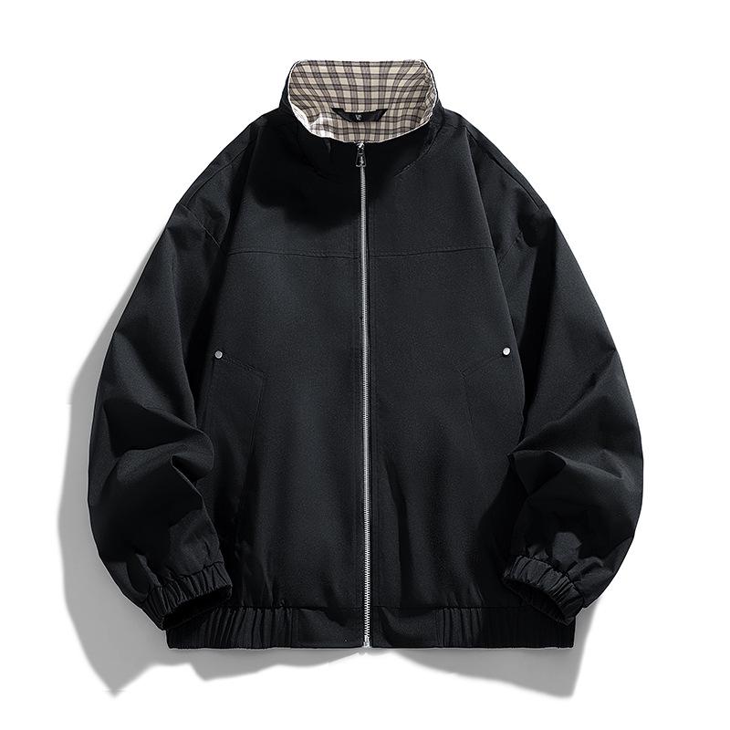 Унисекс Укороченная куртка-бомбер Cleanfit - Осенний стиль с воротником-стойкой, американский повседневный M чёрный