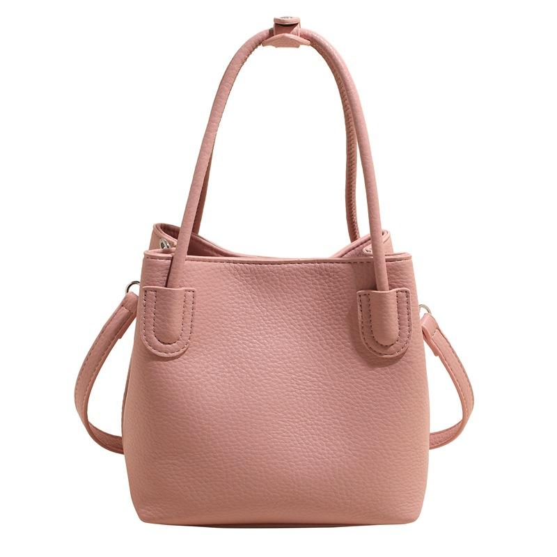 2025 Spring Simple Versatile Fashion Solid Color Portable Bucket Bag Premium Commuter Casual One Shoulder Crossbody Women's Bag