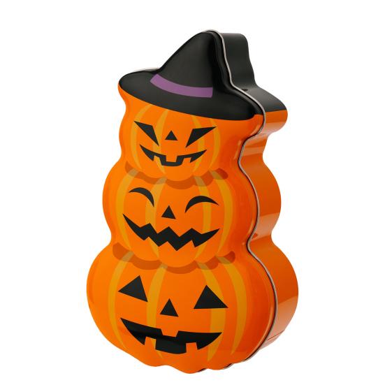 Halloween Pumpkin Candy Tin Pumpkin Shaped Box Stacked Metal