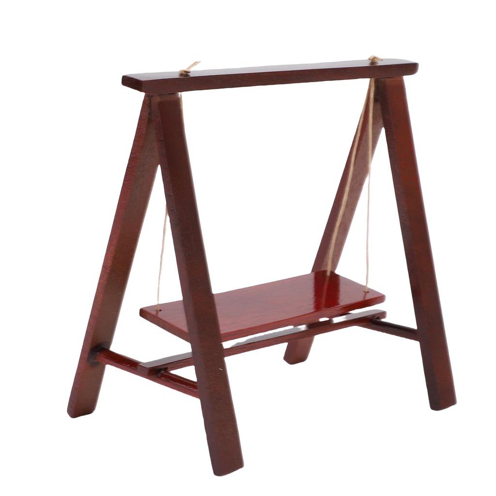 Miniature Dollhouse Swing 1:12 Modeling Figurine Porch Wood Furniture Supplies Mini House Accessories Rosewood Color