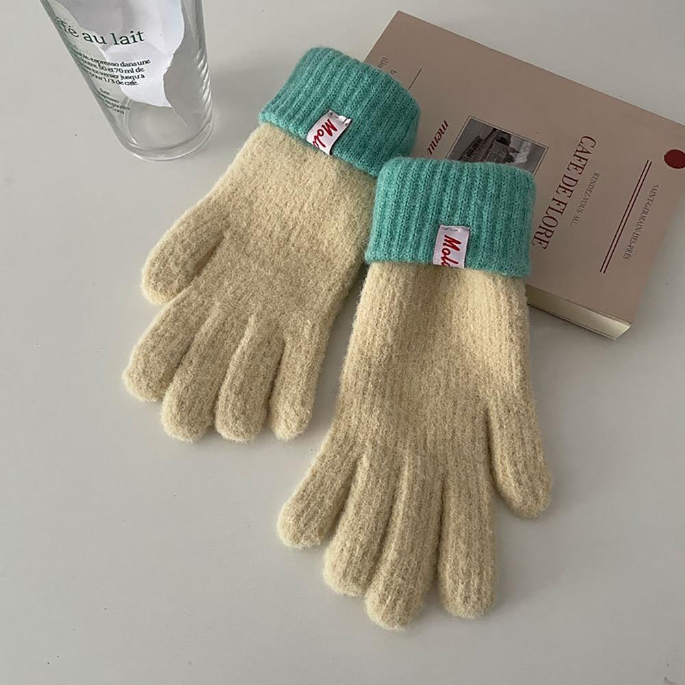 Gestrickte Woll-Winterreithandschuhe Verdicken Handwärmer Lässige Fingerhandschuhe Für Frau Winter Warm