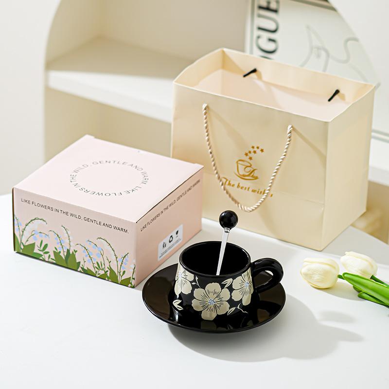 Creative Office Worker Afternoon Tea Coffee Cup Saucer Set Ceramic Cup High End Sense Housewarming Wedding Socks Gift Cup