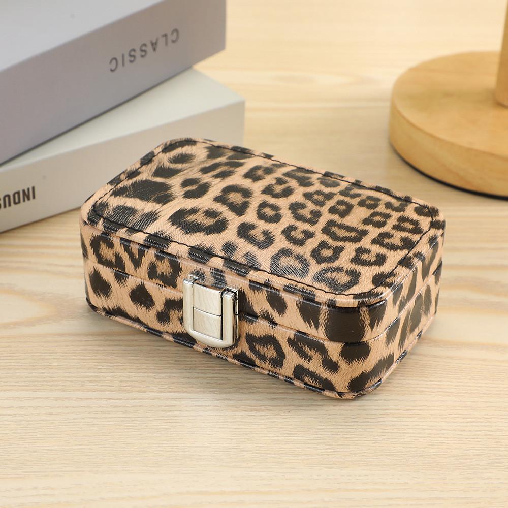Leopard Print Jewelry Box With Pu Leather And Velvet For Travel And Gift Giving