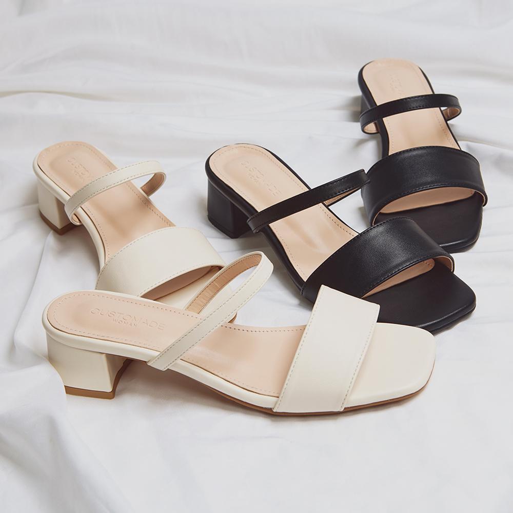 Customade Woman 4Cm Two-Strap Square Platform Slippers Aria (Cw0040)