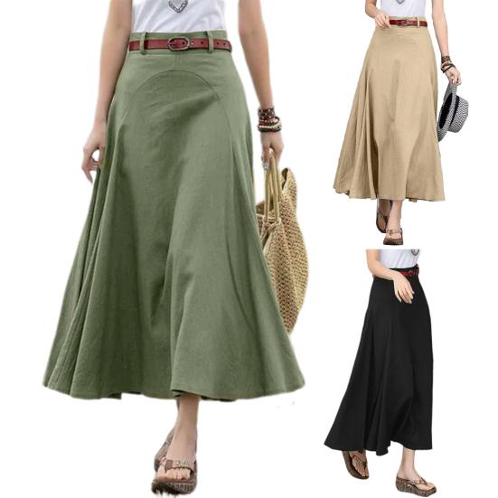 Vrouwen Maxi Rok Hoge Taille Onregelmatige Grote Zoom Lange Rok Effen Kleur A-Lijn Losse Pasvorm Rok Streetwear