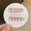 10Pcs Handmade White Cat Eye Short Ballerina Press On Nails Full Cover False Nail Tips Art Decoration